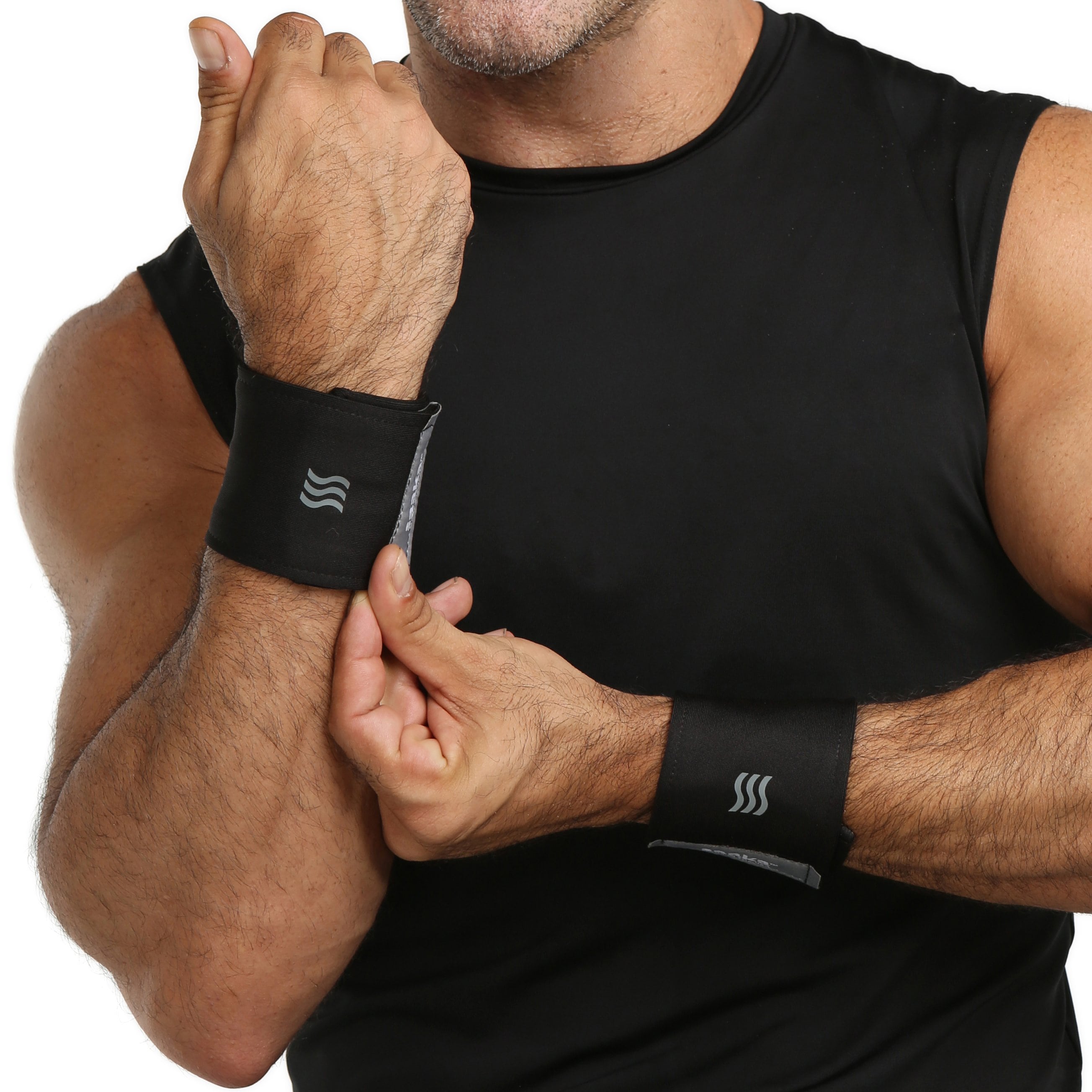 Black Sport wristbands for sweat.