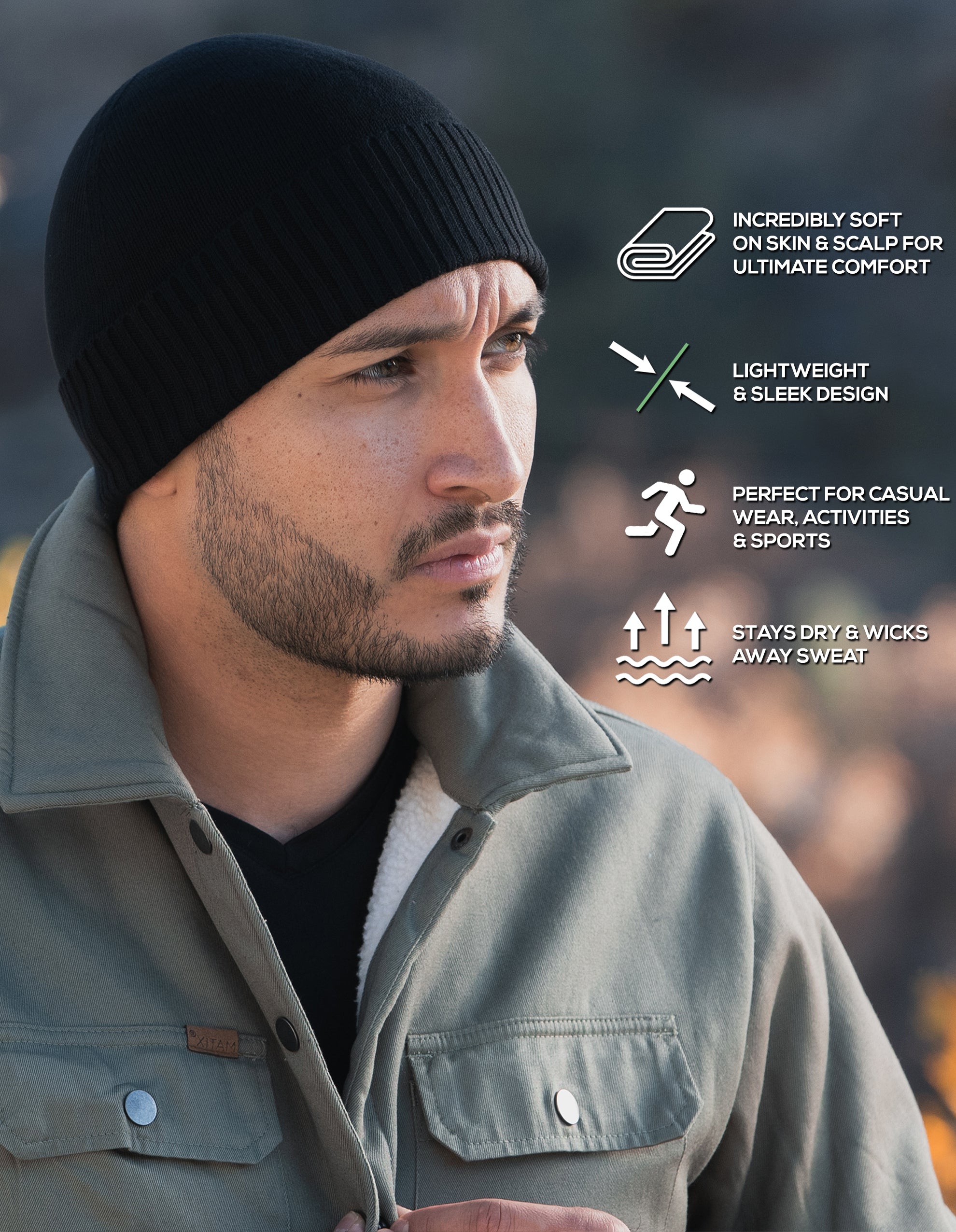 Athletic Cuffed Bamboo Beanie