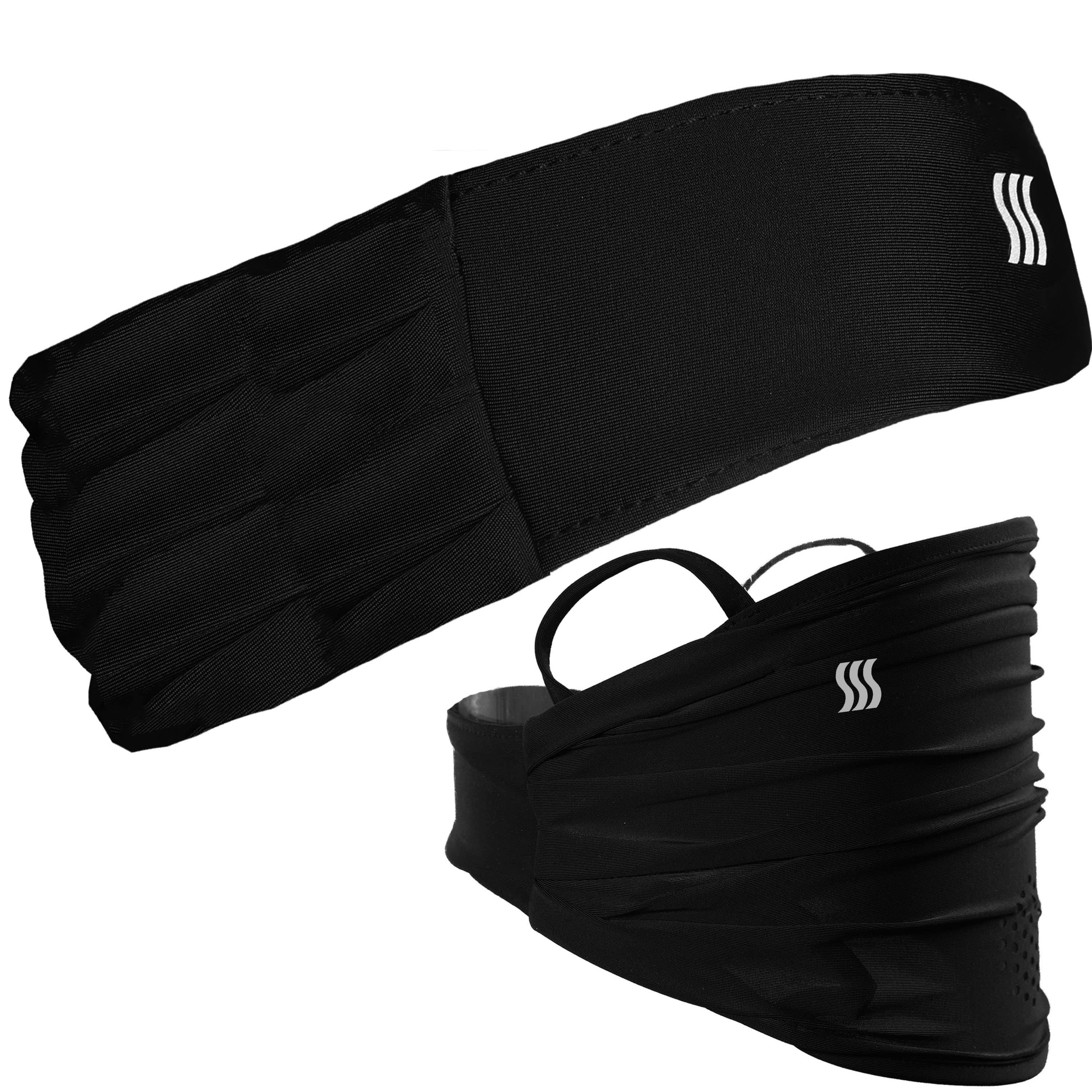 Extra wide headband for women & men in black.