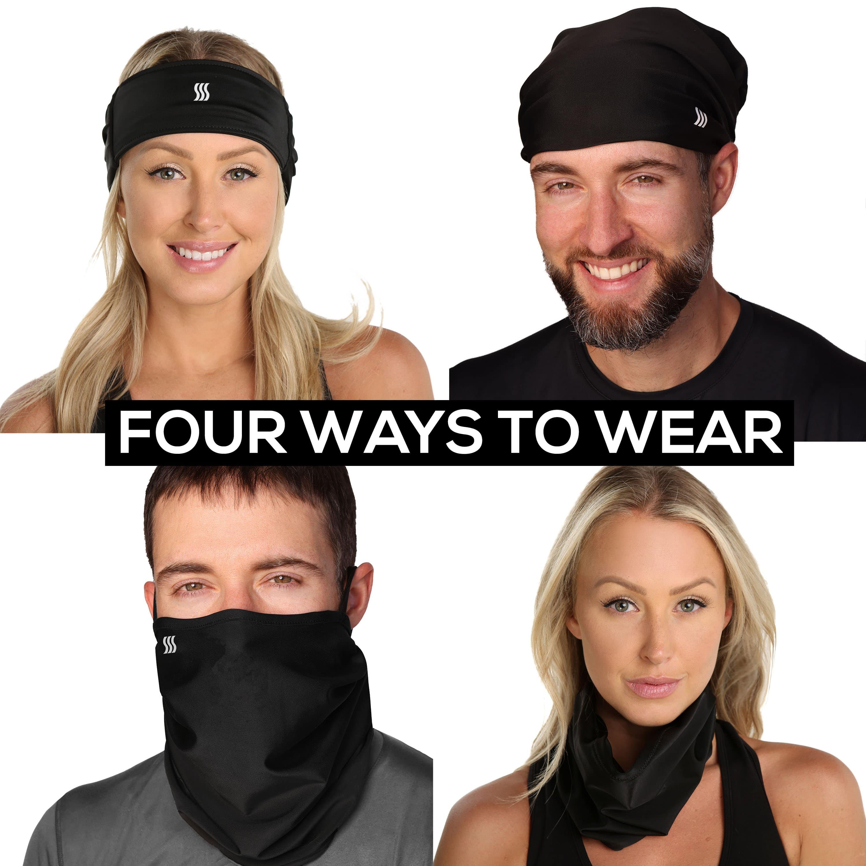 Wear this accessory as a headband, do rag, neck gaiter, or face mask.