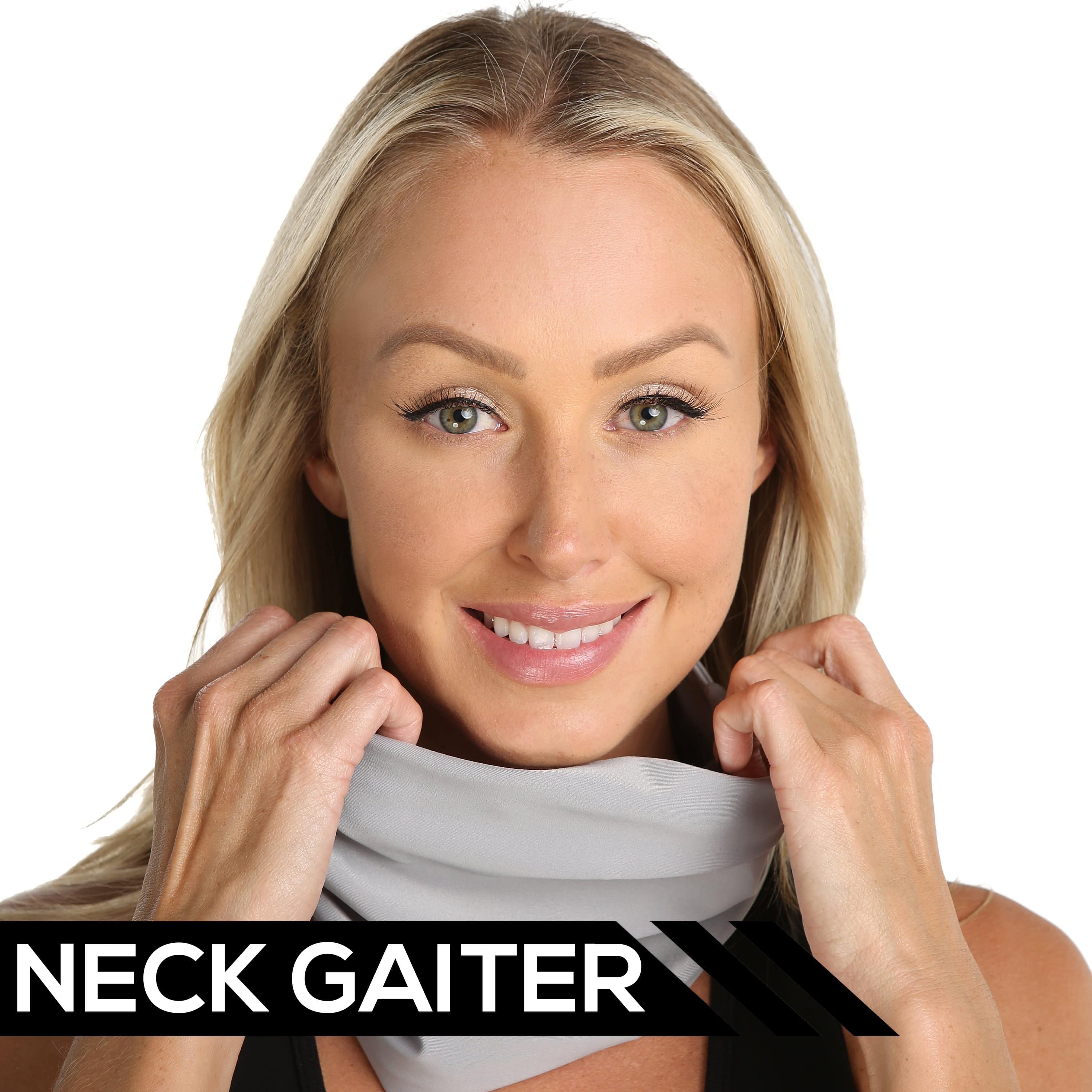 Neck gaiter that helps with sun protection in grey.