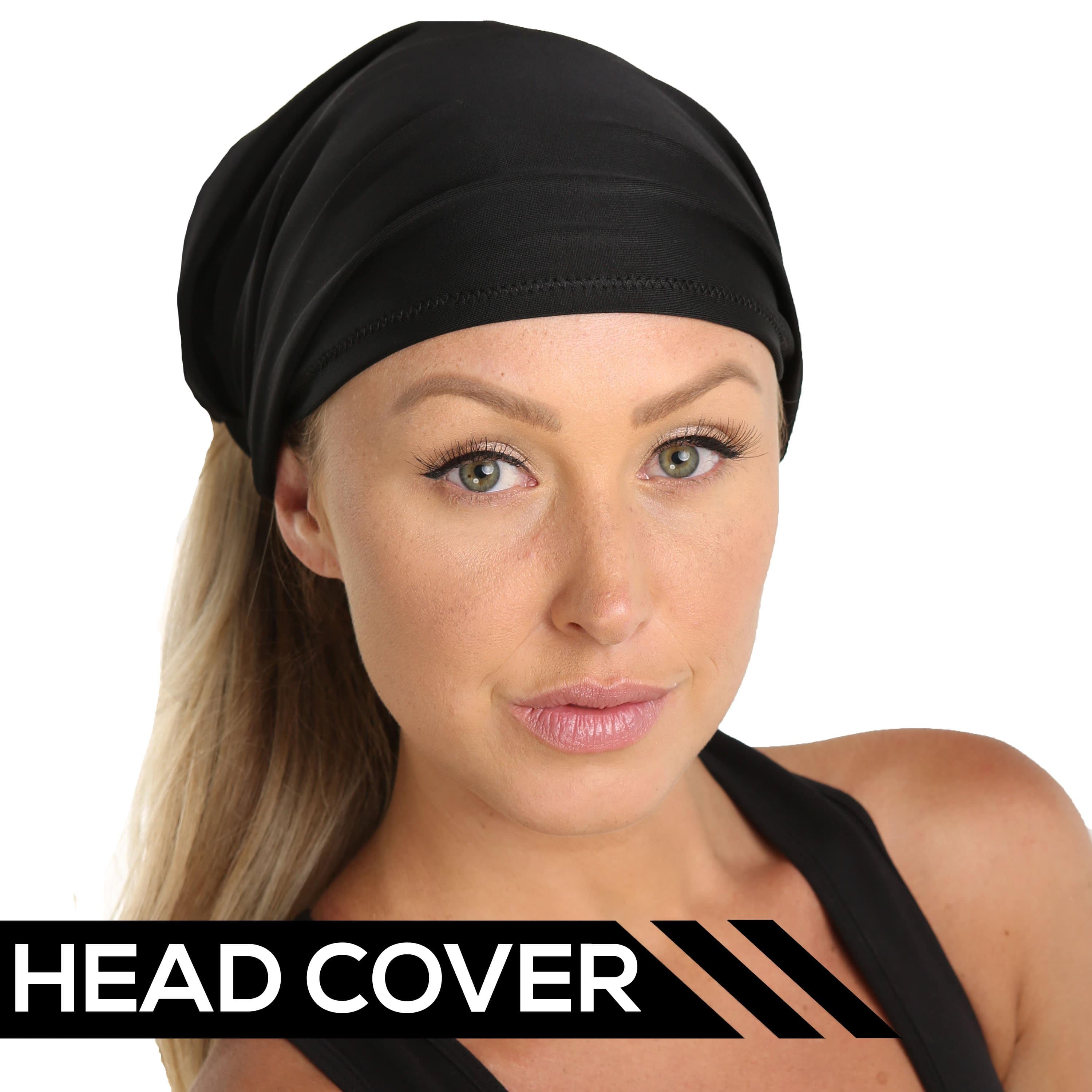 Womens yoga headband for hair and sweat in black.